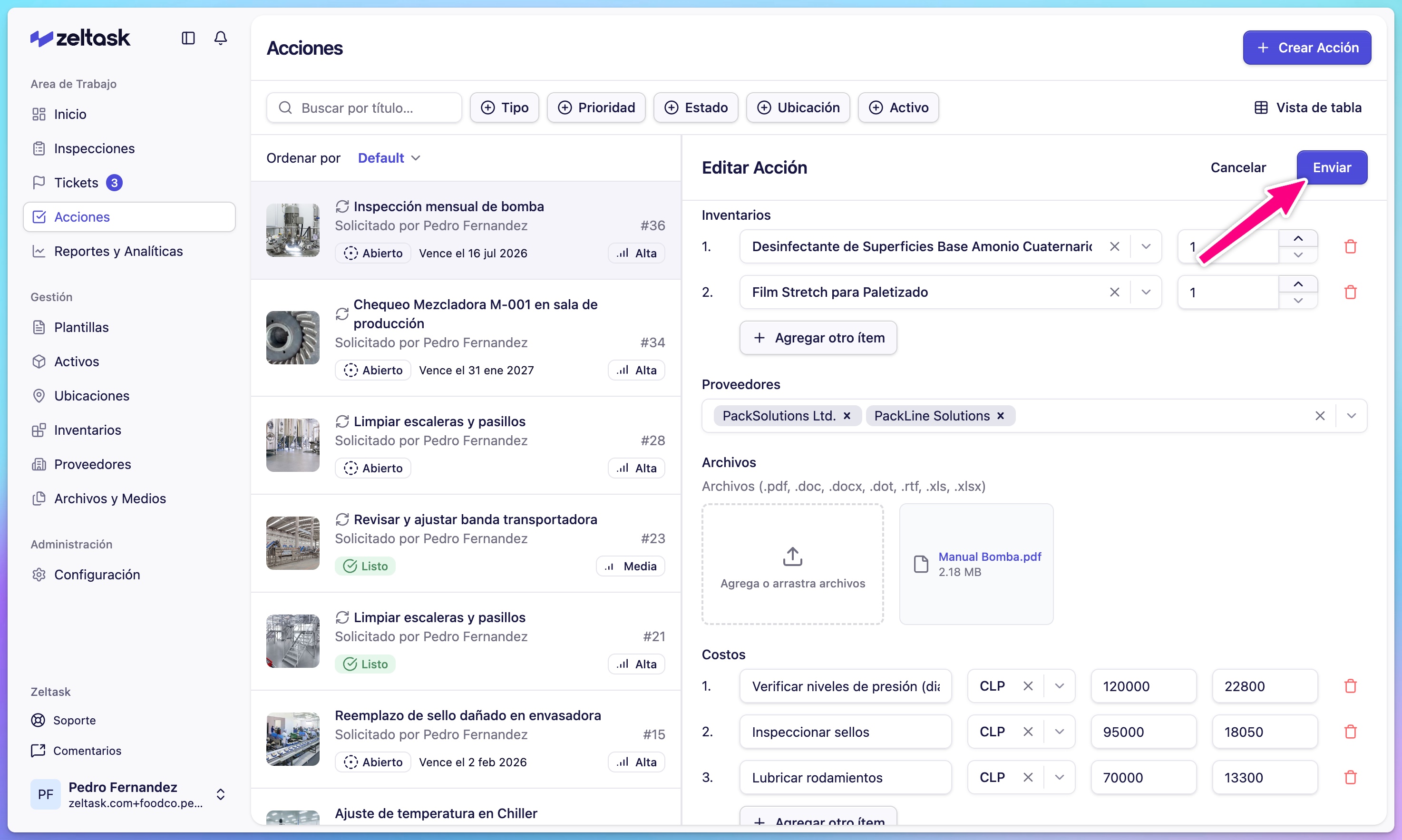 Edit form with Submit button highlighted